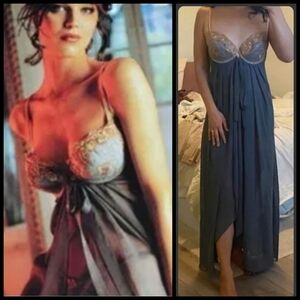 Rare VTG Victoria's Secret Regal Embroidered Long Maxi Princess Gown Size XL